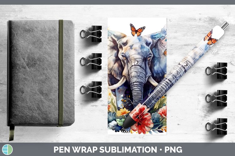 Watercolor Elephant Pen Wrap Sublimation Epoxy Pen Designs