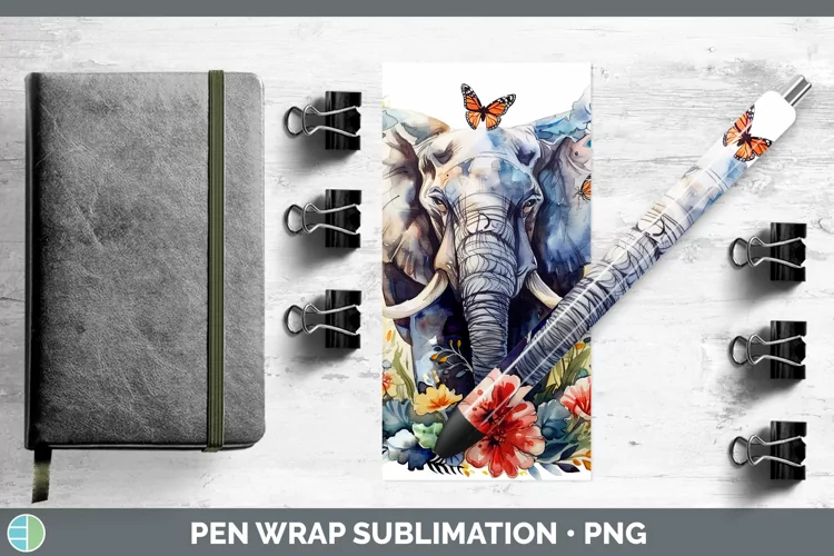Watercolor Elephant Pen Wrap Sublimation Epoxy Pen Designs