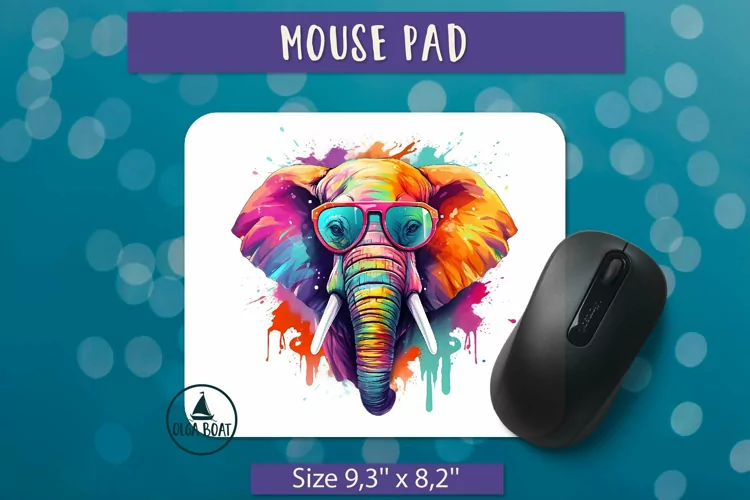 Watercolor elephant png | Mouse pad sublimation design