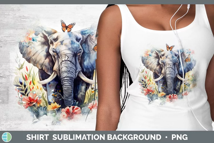 Watercolor Elephant Shirt Sublimation Sublimation Background