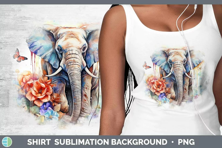 Watercolor Elephant Shirt Sublimation Sublimation Background