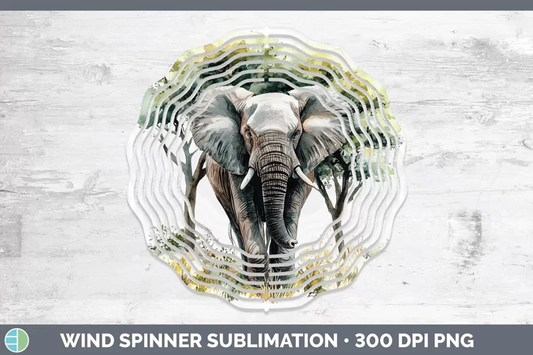 Watercolor Elephant Wind Spinner Sublimation Spinner Designs