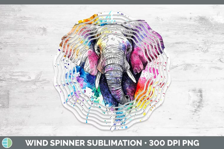 Watercolor Elephant Wind Spinner Sublimation Spinner Designs