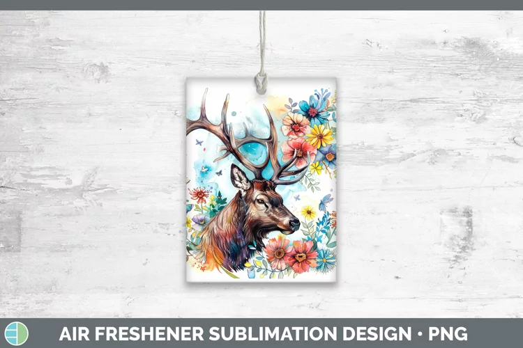 Watercolor Elk Air Freshener Sublimation Car Freshener Desig