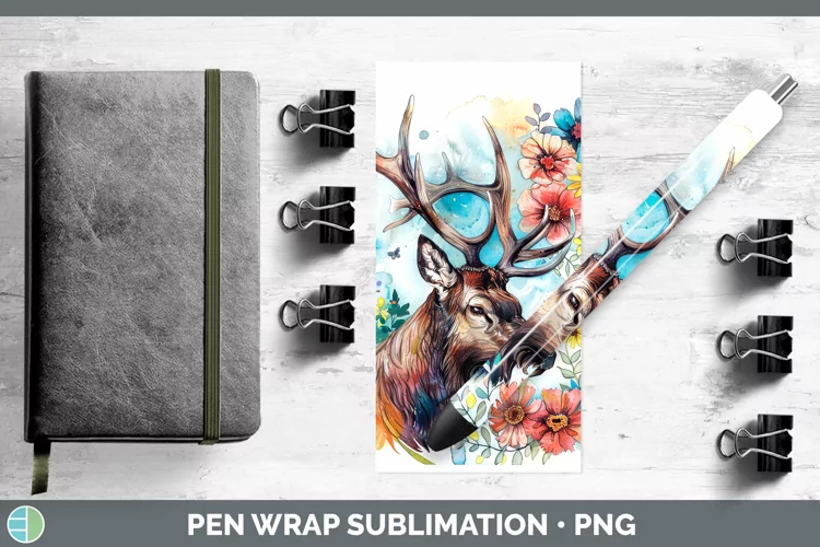 Watercolor Elk Pen Wrap Sublimation Epoxy Pen Designs