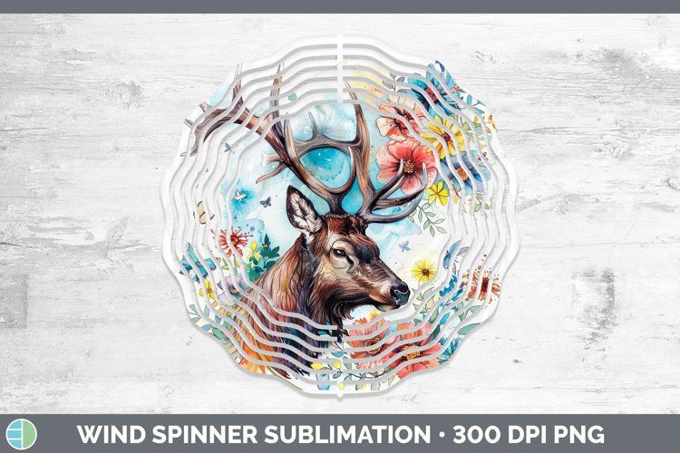 Watercolor Elk Wind Spinner Sublimation Spinner Designs