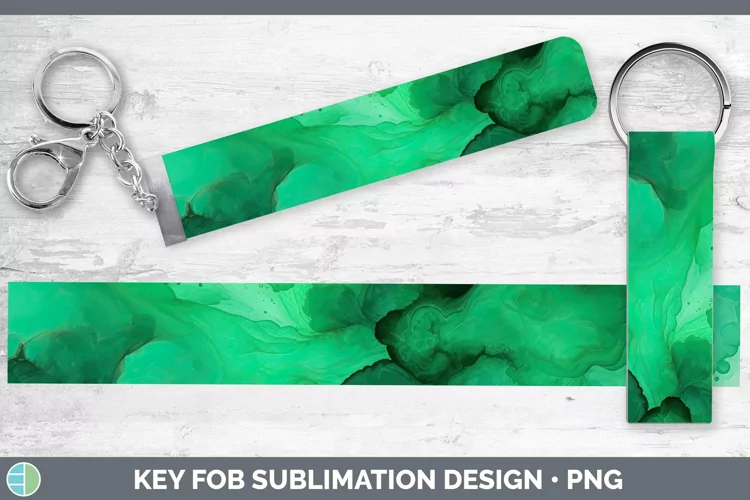 Watercolor Emerald Key Fob Sublimation Wristlet Designs