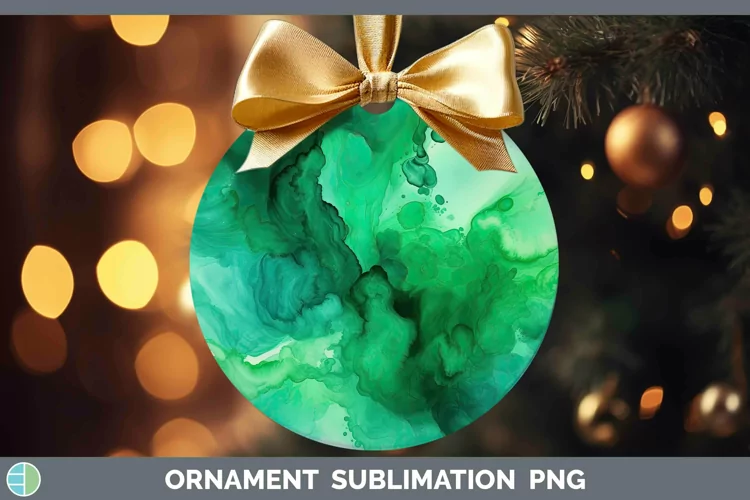 Watercolor Emerald Ornament Sublimation Bauble Designs