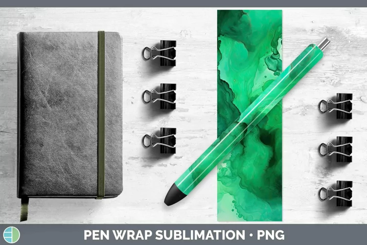 Watercolor Emerald Pen Wrap Sublimation Epoxy Pen Designs