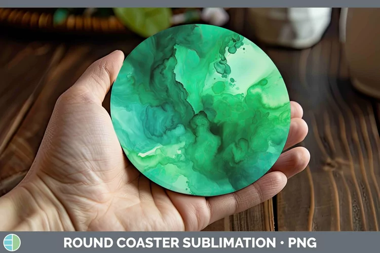 Watercolor Emerald Round Coaster Sublimation Coaster Designs