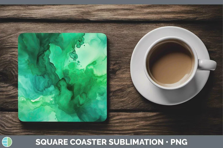 Watercolor Emerald Square Coaster Sublimation Coaster Design