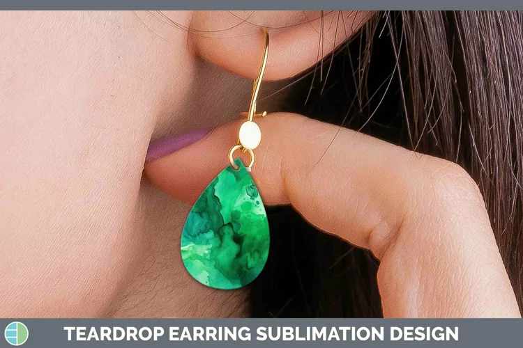 Watercolor Emerald Teardrop Earrings Sublimation Earrings De
