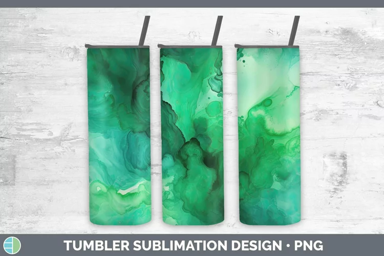 Watercolor Emerald Tumbler Sublimation 20 oz Skinny Tumbler