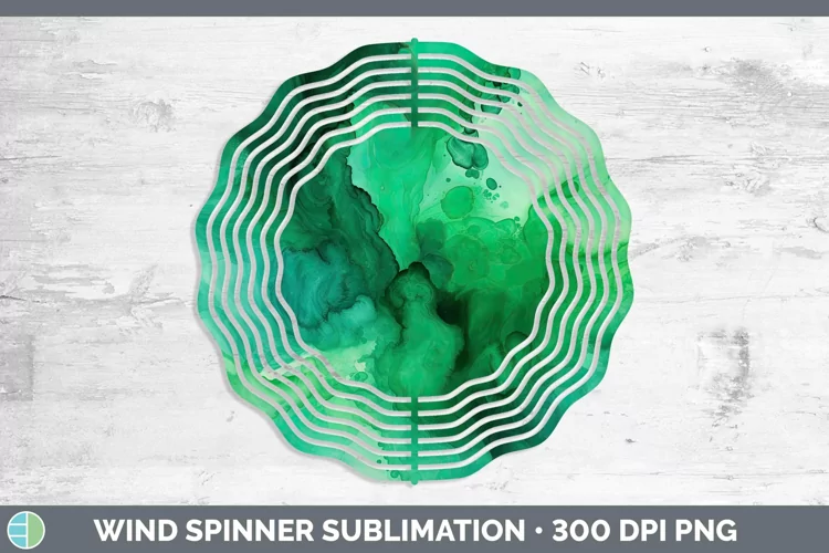 Watercolor Emerald Wind Spinner Sublimation Spinner Designs