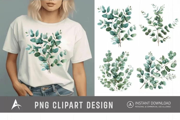 Watercolor Eucalyptus Clipart