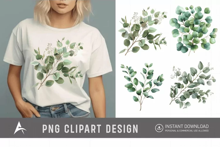 Watercolor Eucalyptus Clipart