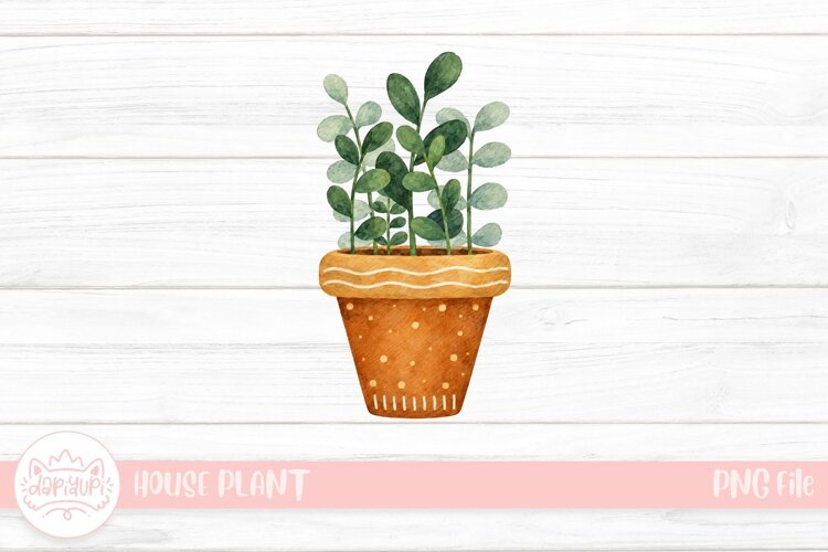 Watercolor Eucalyptus in Terracotta Pot example image 1
