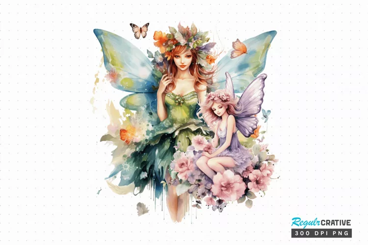 Watercolor fairy clipart Sublimation PNG