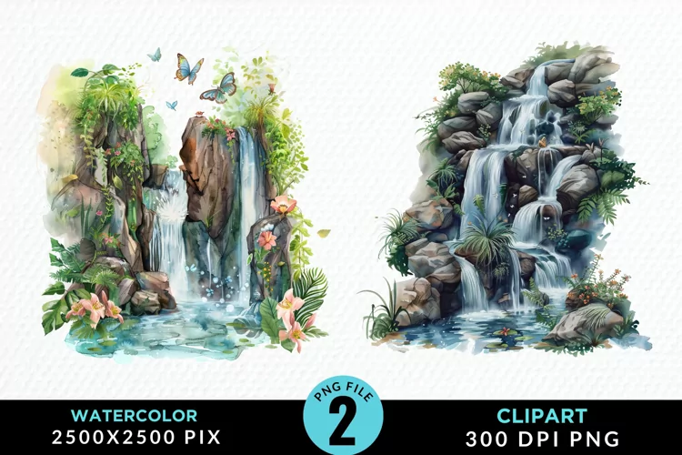 Watercolor Fairy Falls Graphic Clipart