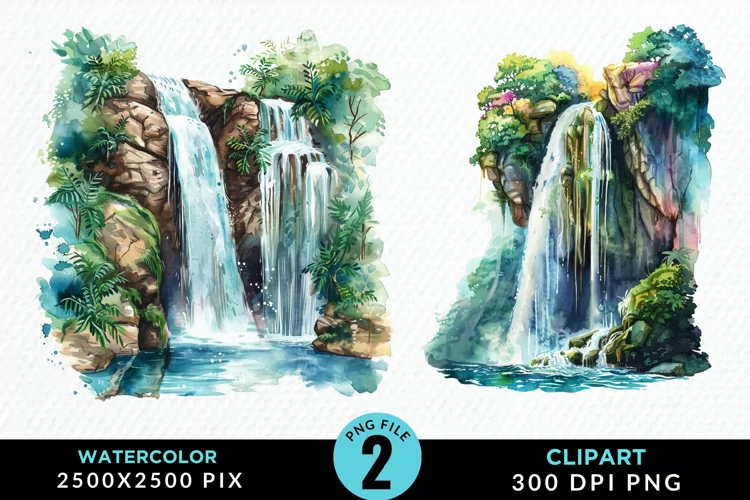 Watercolor Fairy Falls Graphic Clipart