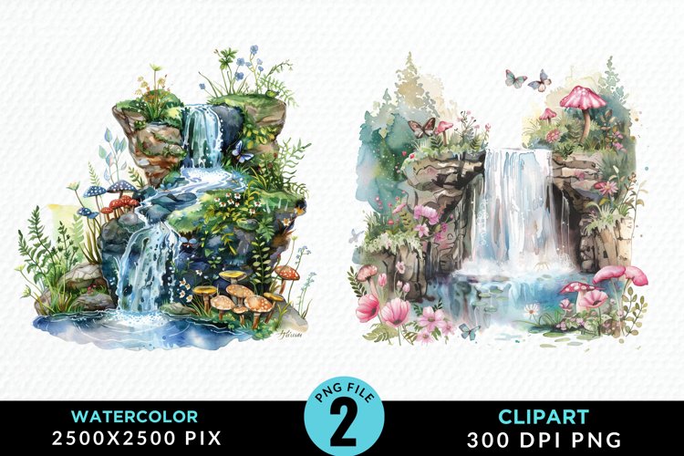 Watercolor Fairy Falls Graphic Clipart
