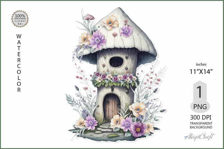 Fairy Mushroom House Sublimation|white Mushroom House flower