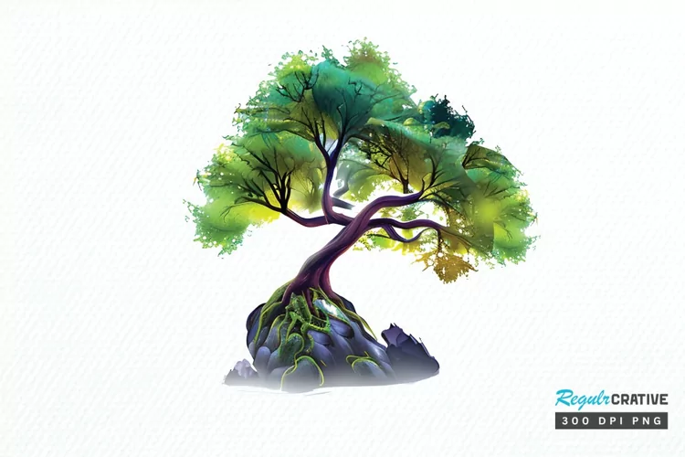 Watercolor Fairy Tree PNG Clipart