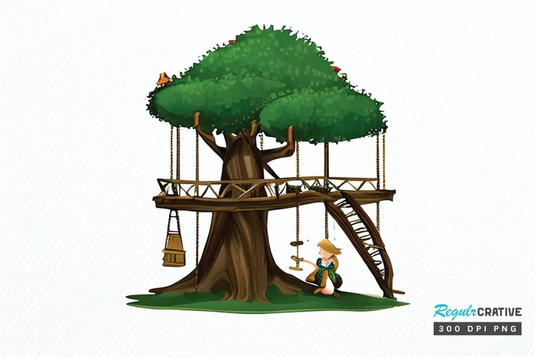 Watercolor Fairy Tree PNG Clipart