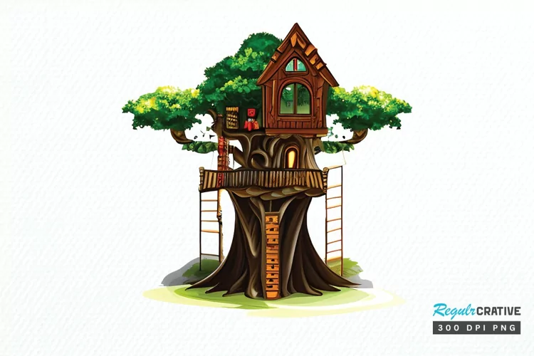 Watercolor Fairy Tree PNG Clipart