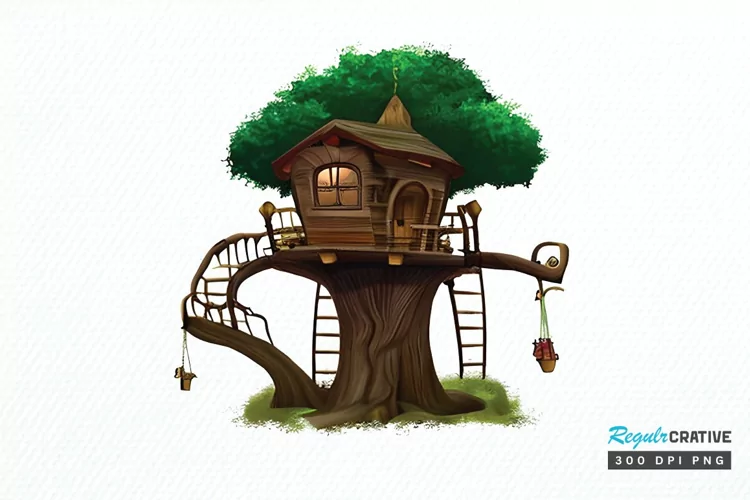 Watercolor Fairy Tree PNG Clipart