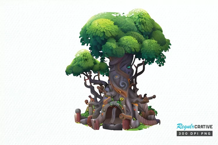 Watercolor Fairy Tree PNG Clipart