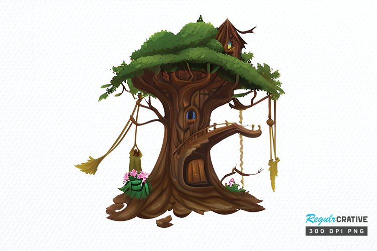 Watercolor Fairy Tree PNG Clipart example image 1