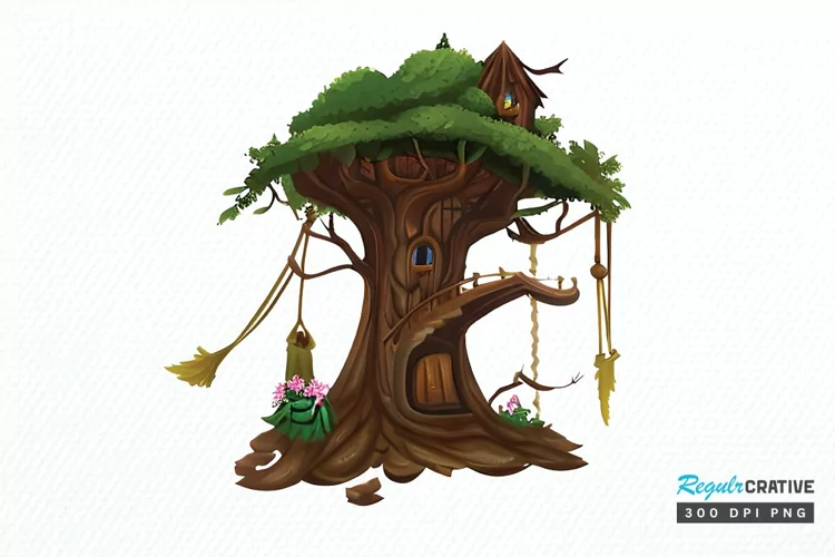 Watercolor Fairy Tree PNG Clipart