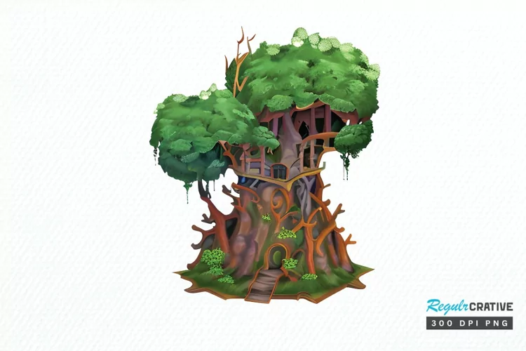 Watercolor Fairy Tree PNG Clipart