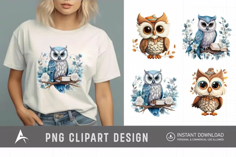 Watercolor Fairytale Owl Clipart