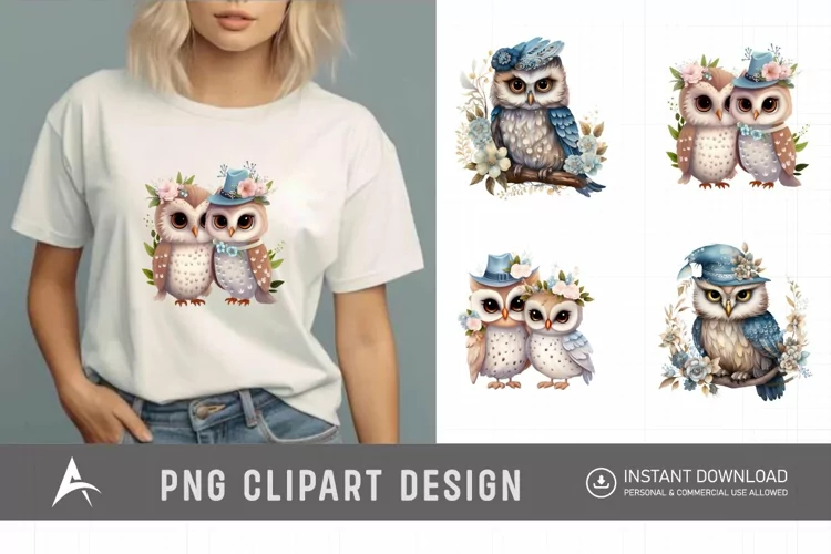 Watercolor Fairytale Owl Clipart
