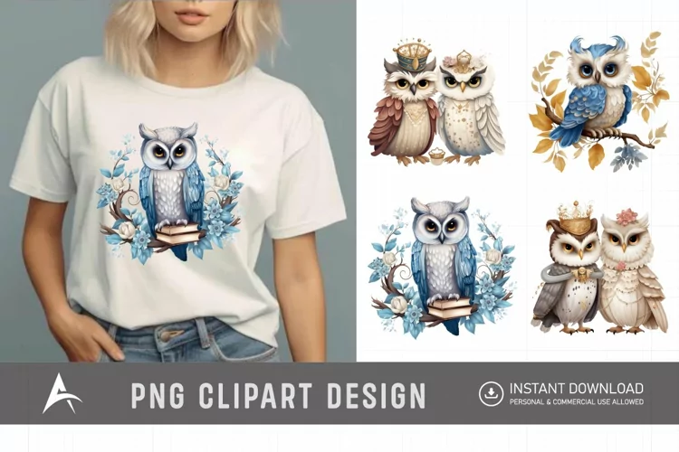 Watercolor Fairytale Owl Clipart