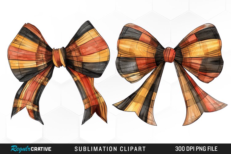 Watercolor Fall Bow Tie Image Clipart example image 1