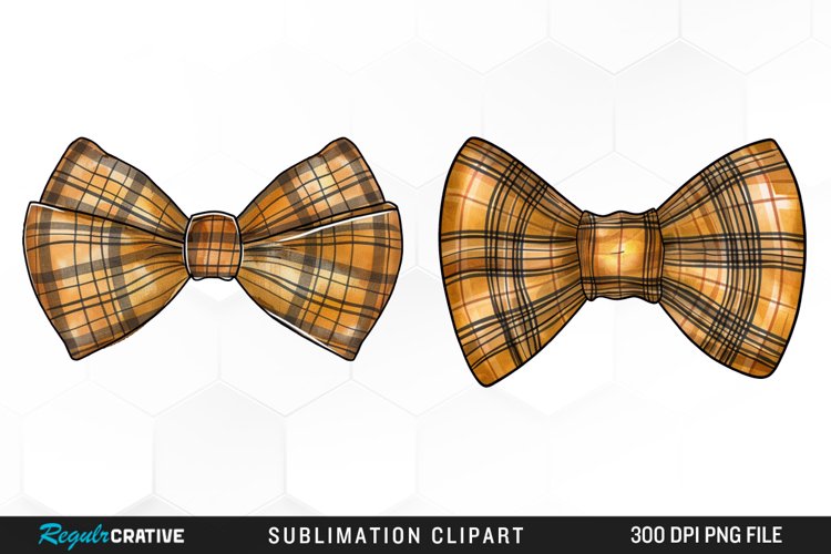 Watercolor Fall Bow Tie Artwork Clipart example image 1