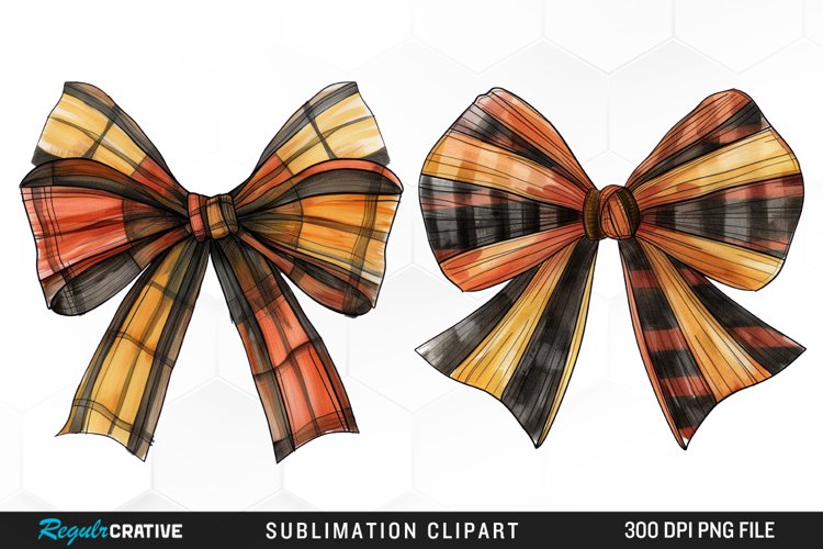 Watercolor Fall Bow Tie Artwork Clipart example image 1