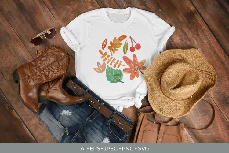 Watercolor Fall Elements SVG File