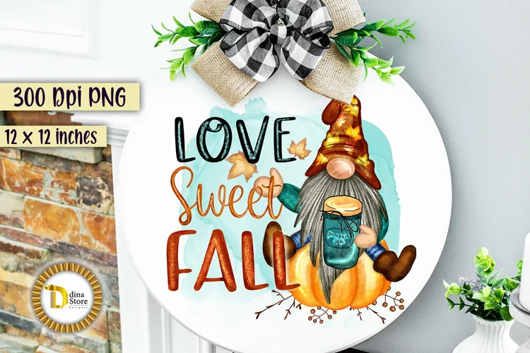 Watercolor Fall Gnome with Fall color png Love Sweet Fall