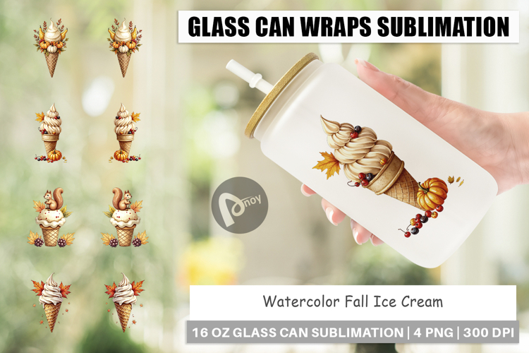Fall Ice Cream Glass Can