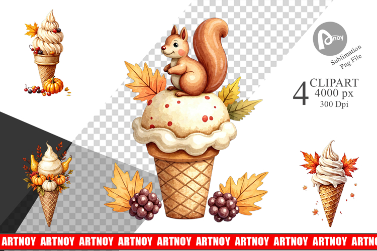 Fall Ice Cream Clipart