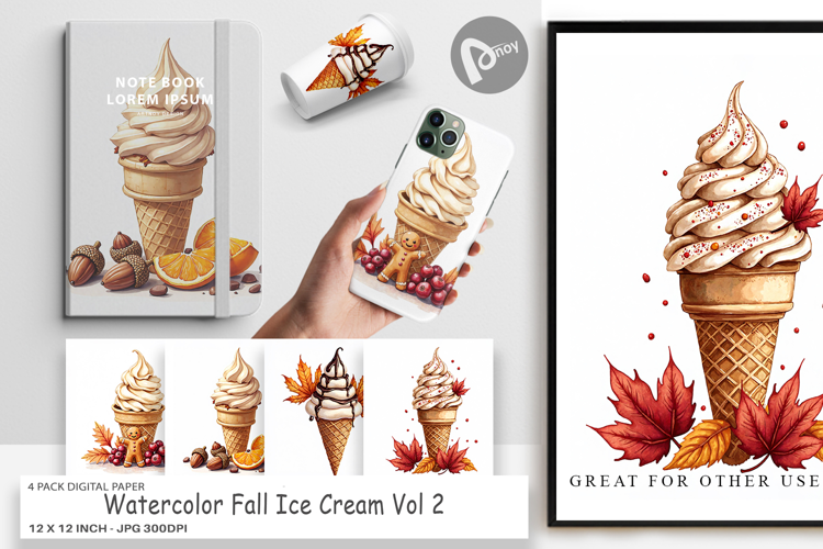 Fall Ice Cream Digital Paper
