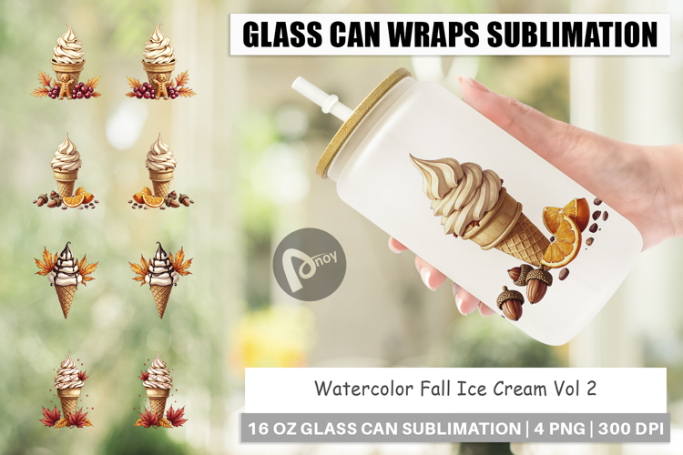 Fall Ice Cream Glass Can