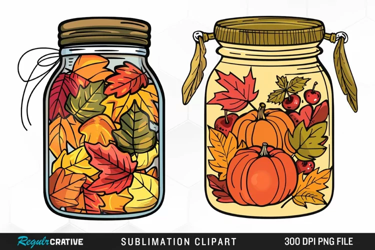 Watercolor Fall In A Jar Clipart