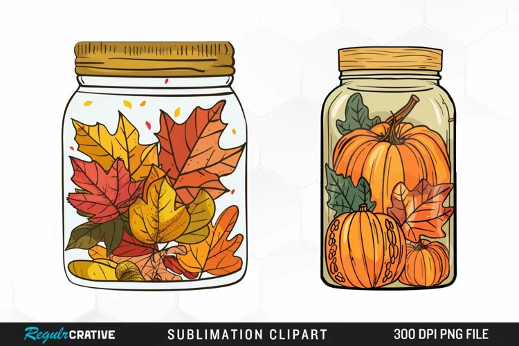 Watercolor Fall In A Jar Clipart