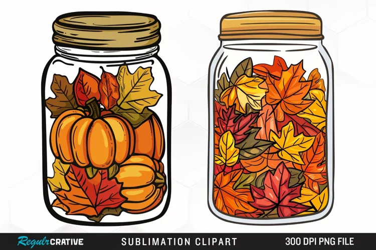 Watercolor Fall In A Jar Clipart