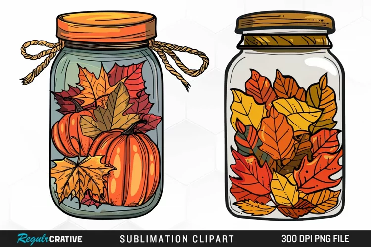 Watercolor Fall In A Jar Clipart